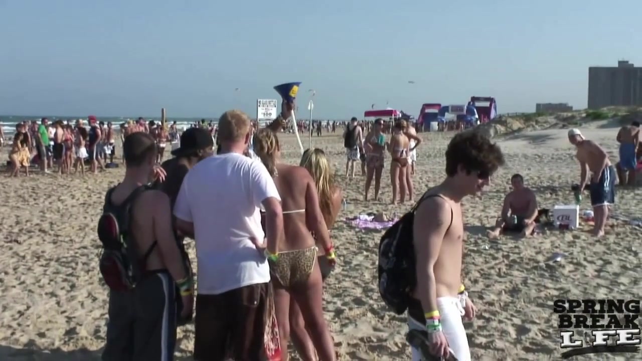 Windy Day on the Beach During Spring Break Meeting Some Party Girls