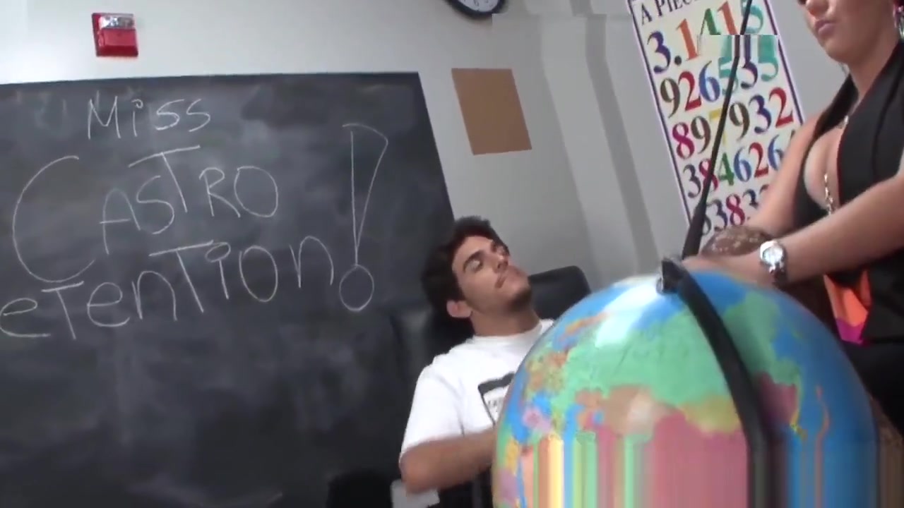 Redhead does footjob while teacher dictates