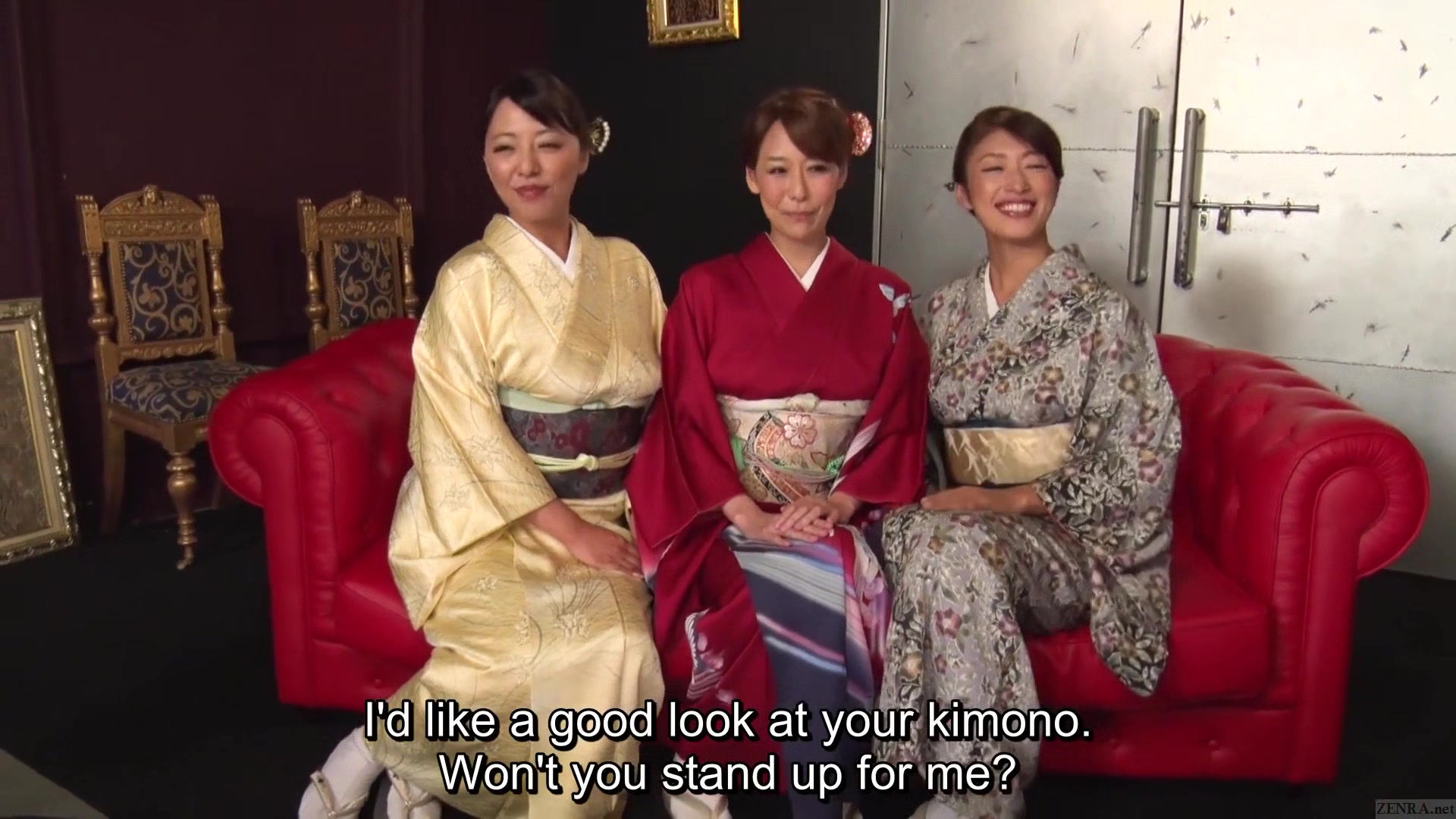 Reiko Kobayakawa and Akari Asagiri plus friend kimono sex party