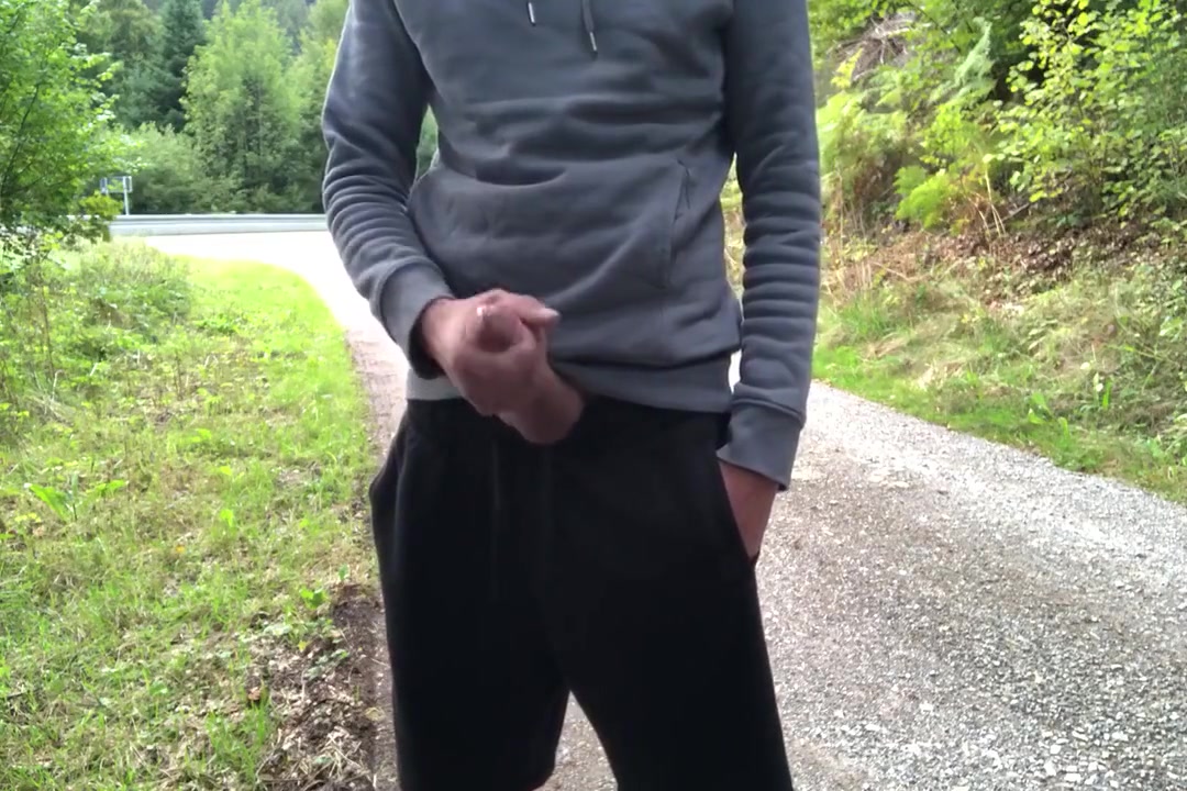 Guy Jerks Off Near The Road And Cums Hard