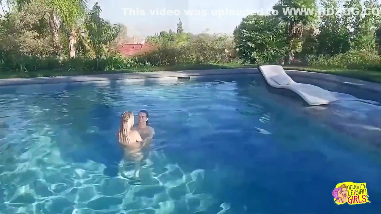 Two Pretty But Not Experienced Lesbian Angels Are Eating Each Other Outdoors By The Pool