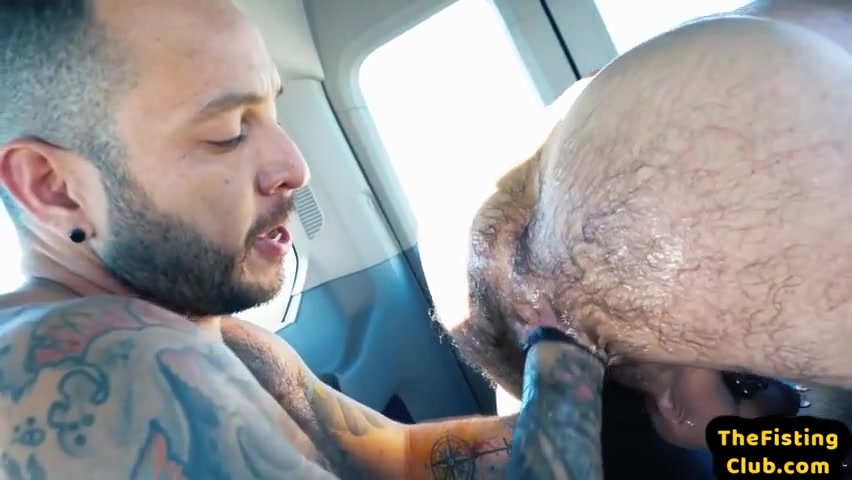 Rimjob Stud Fists Hairy Asshole Hunk In The Van With Gloves