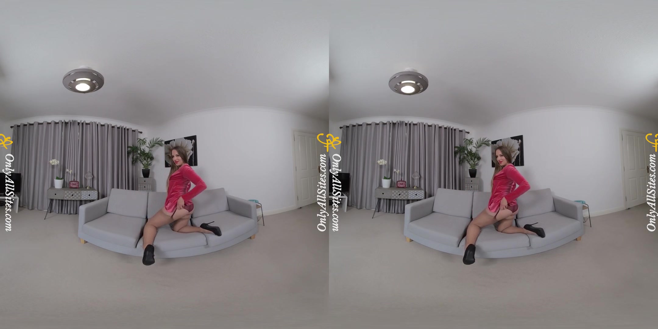 Monika Lara Smith - Strawberry Blonde Teases and Strips - Nylons Panties Striptease Solo Model