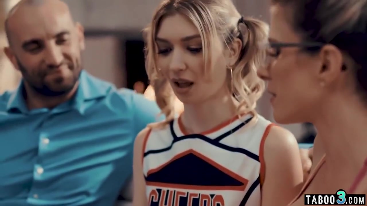 Milf Coach Lures teen 18+ Cheerleader Into Threesome Fuck