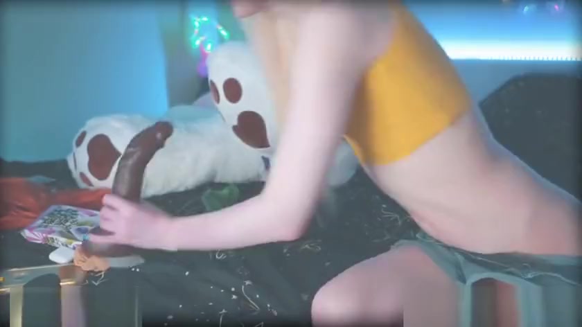 teen 18+ blonde Trap masturbation with dildo