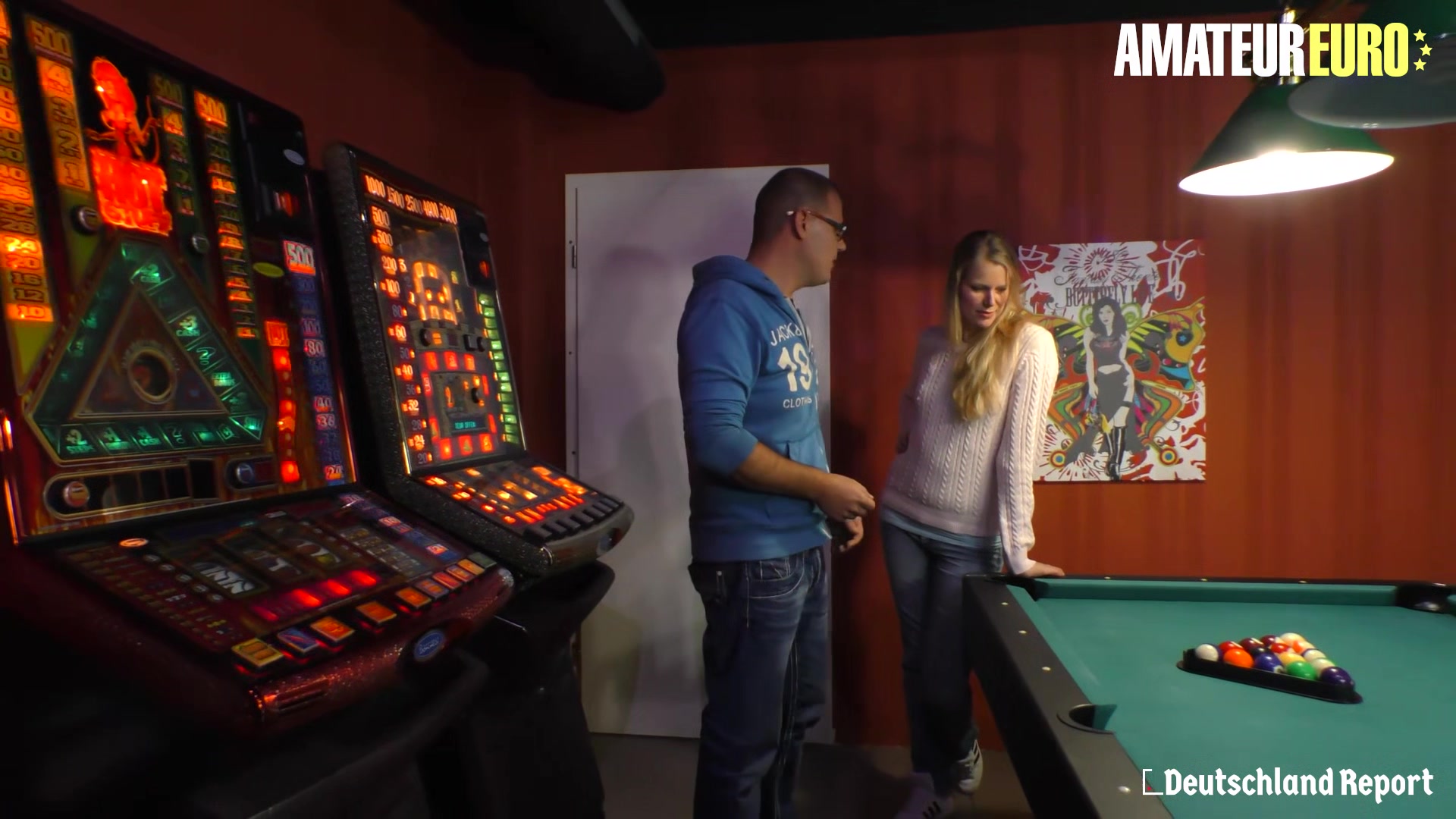 AMATEUR EURO - Big Booty Blondie Bangs On The Pool Table With Her New Guy