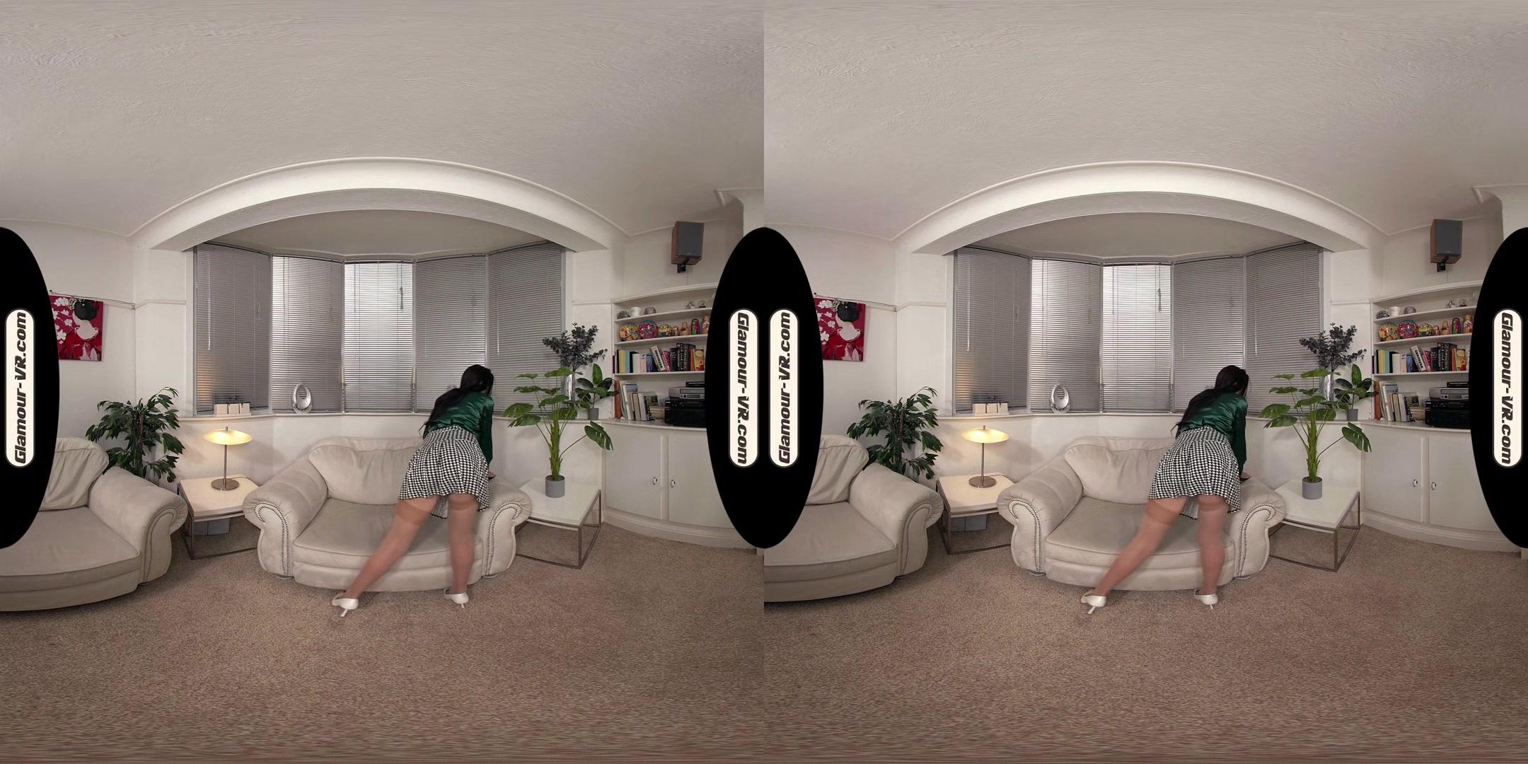 Antonia Jay Secretary With Dogtooth Skirt; Stockings Self-Pleasure Treat - 8k Vr