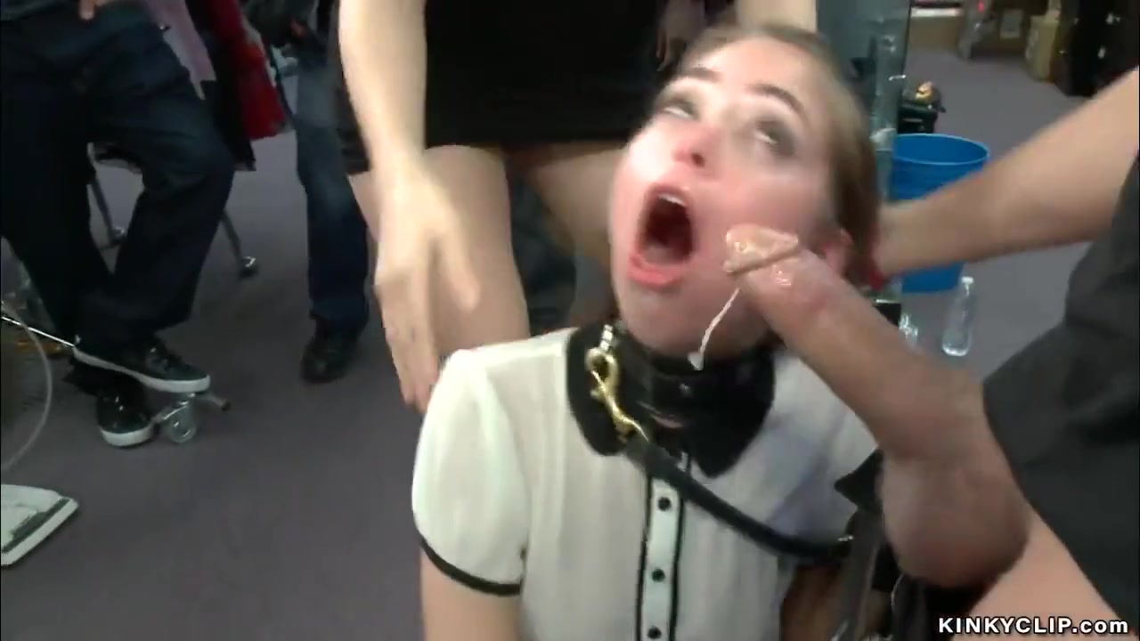 Slim Brunette Gets Public Facials