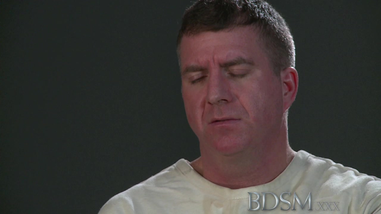 Slave boy in straight jacket and anal hook swings brick from his balls to please his Mistress