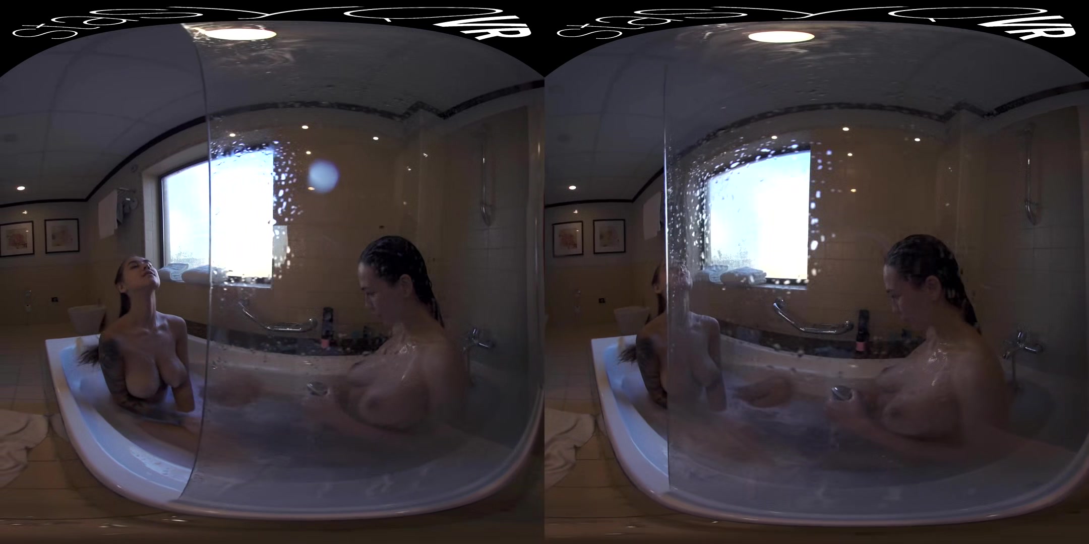 Busty amateur lesbians making out in this StasyQ original VR video