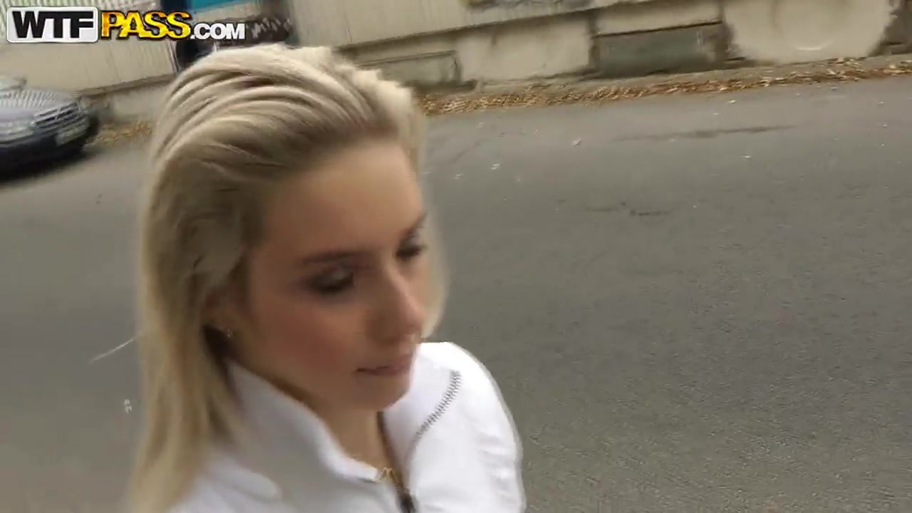 Man seduces blonde hottie to relax outside