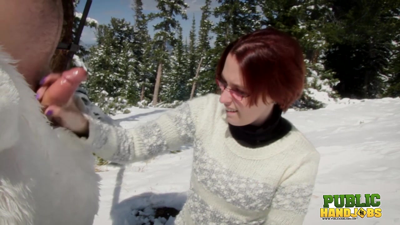 Public Handjobs Brandi de Lafey Strokes A Snowman