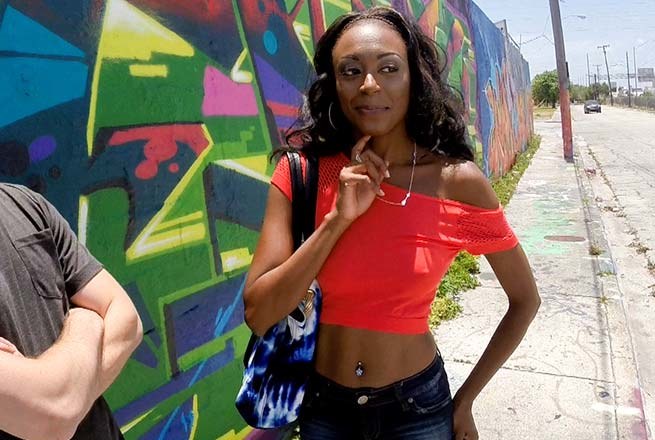 Ebony cutie takes a big load after getting...