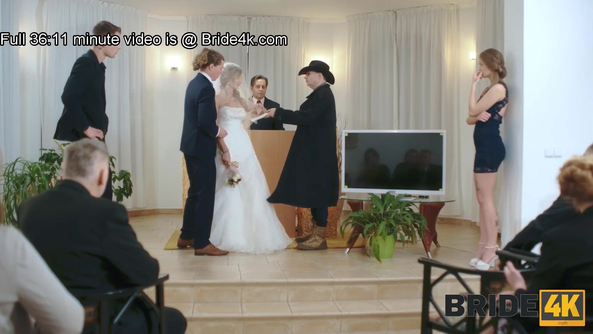 BRIDE4K. Guests can't hide emotions when they see hot bride fucking in adult video
