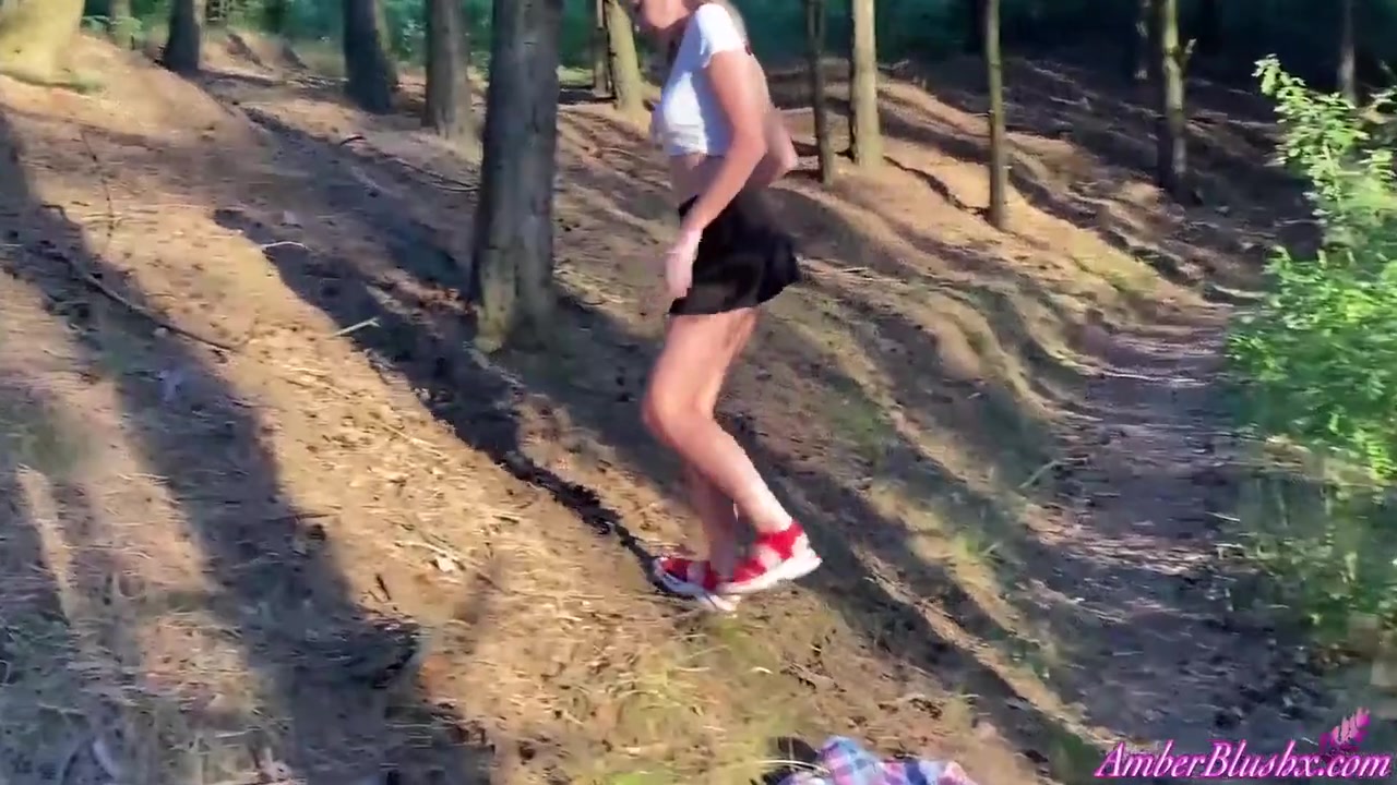 Hot Blonde Passionate Masturbate Pussy In The Forest - Solo