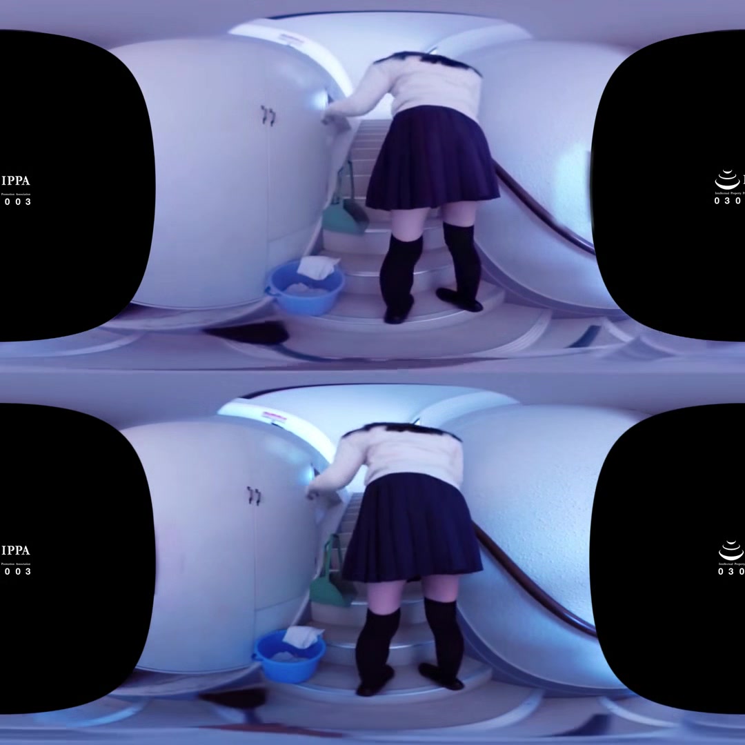 Cute Schoolgirl Flashing Her Panties While she Cleans the Steps in Thigh-High Socks; Japanese Teen Fucked POV VR