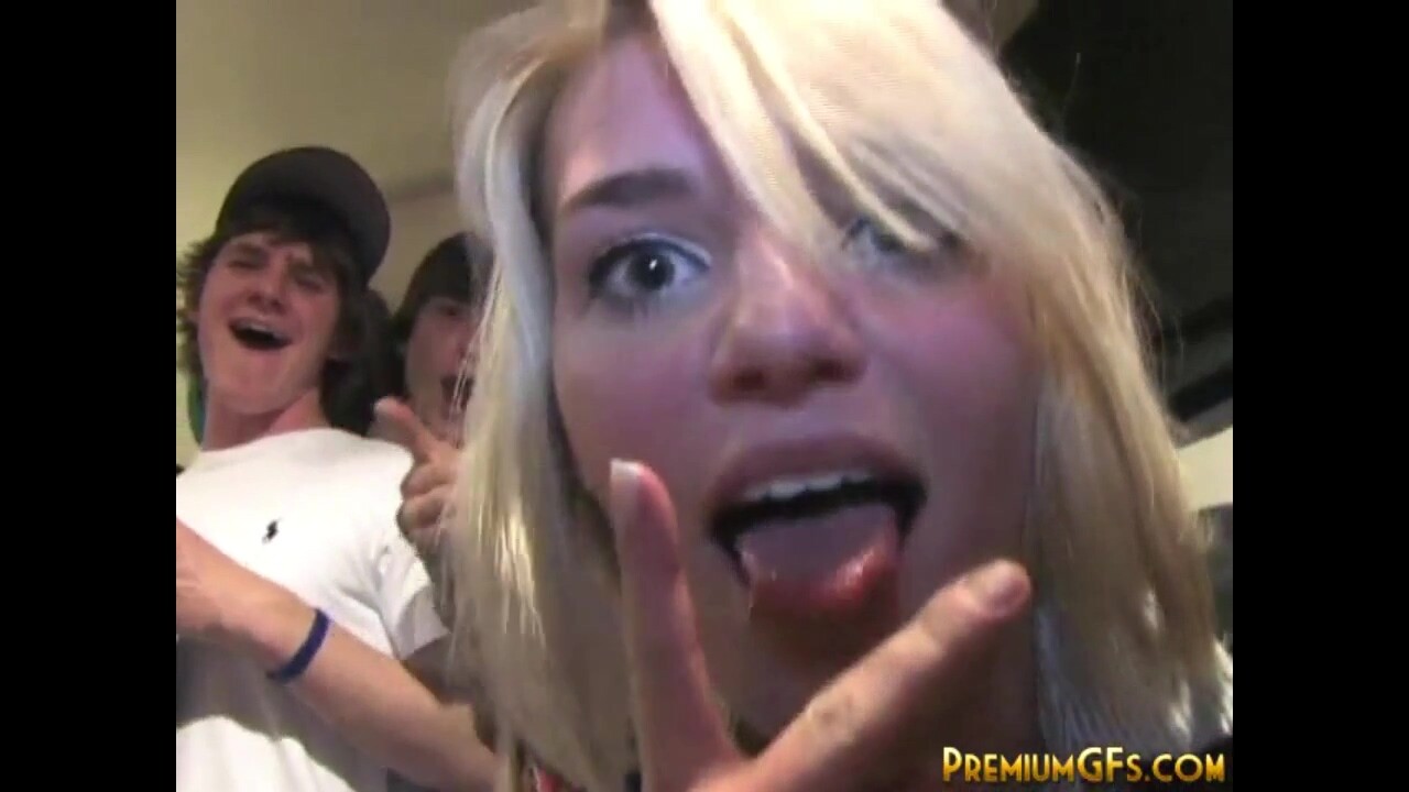 Hot Brunette College Girls Lesbian Fucking in front of college crowd