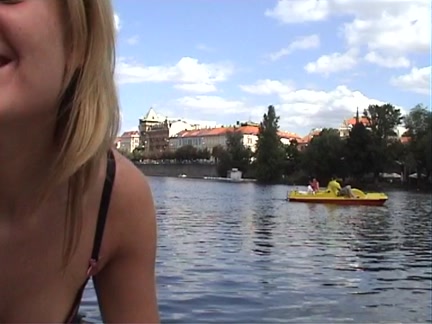 Blond sucks penis on a boat in full view of the town