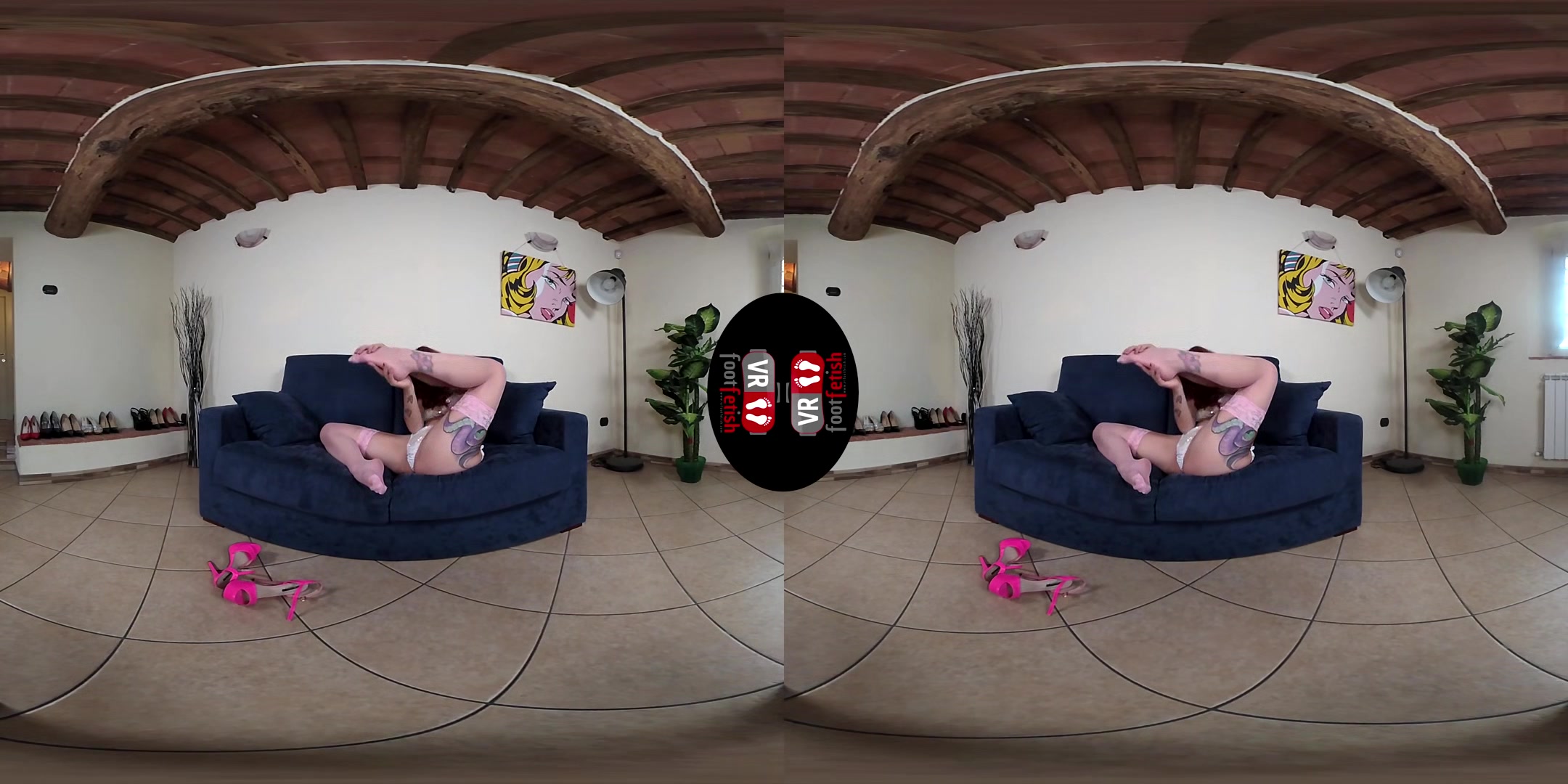 Steamy Hot Lauretta In Pink Thigh-High Stockings And Open-Toe Stripper Shoes; Leg And Foot Fetish Amateur Vr