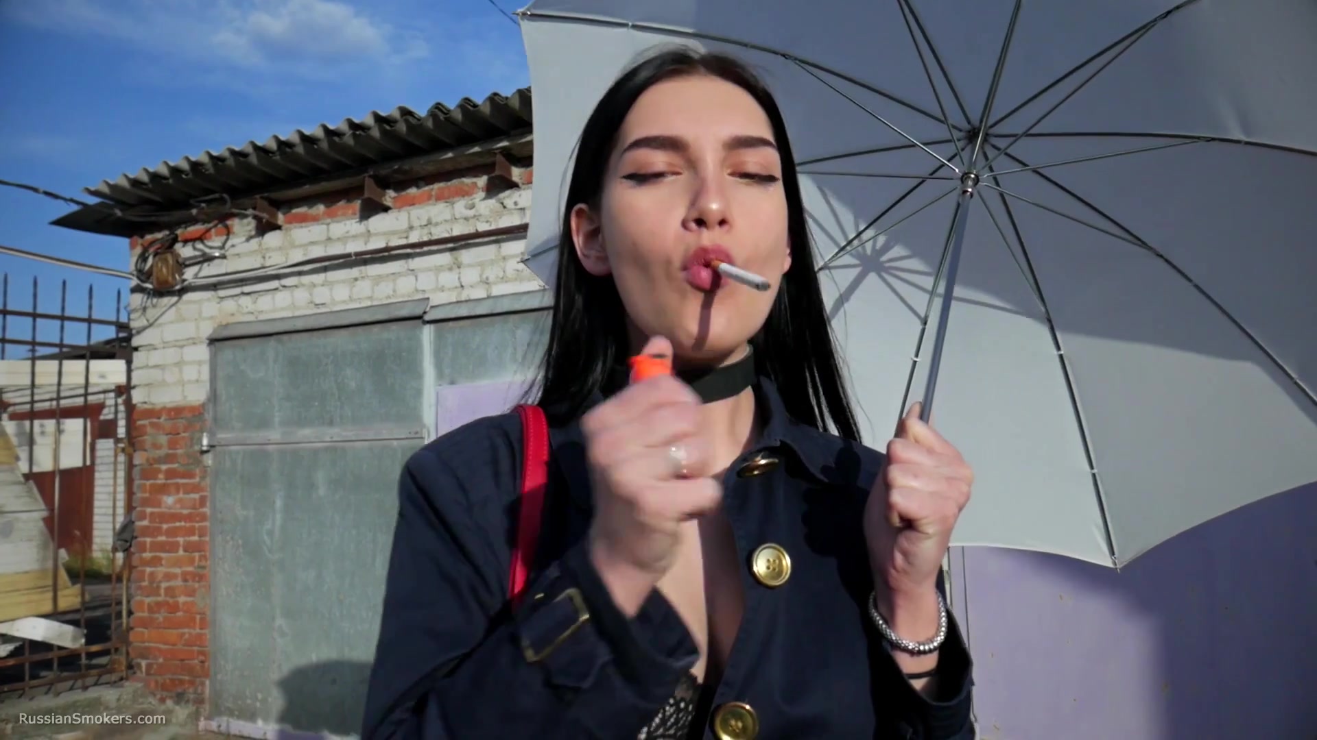 Attractive Lera Taking A Smoke Break Outside