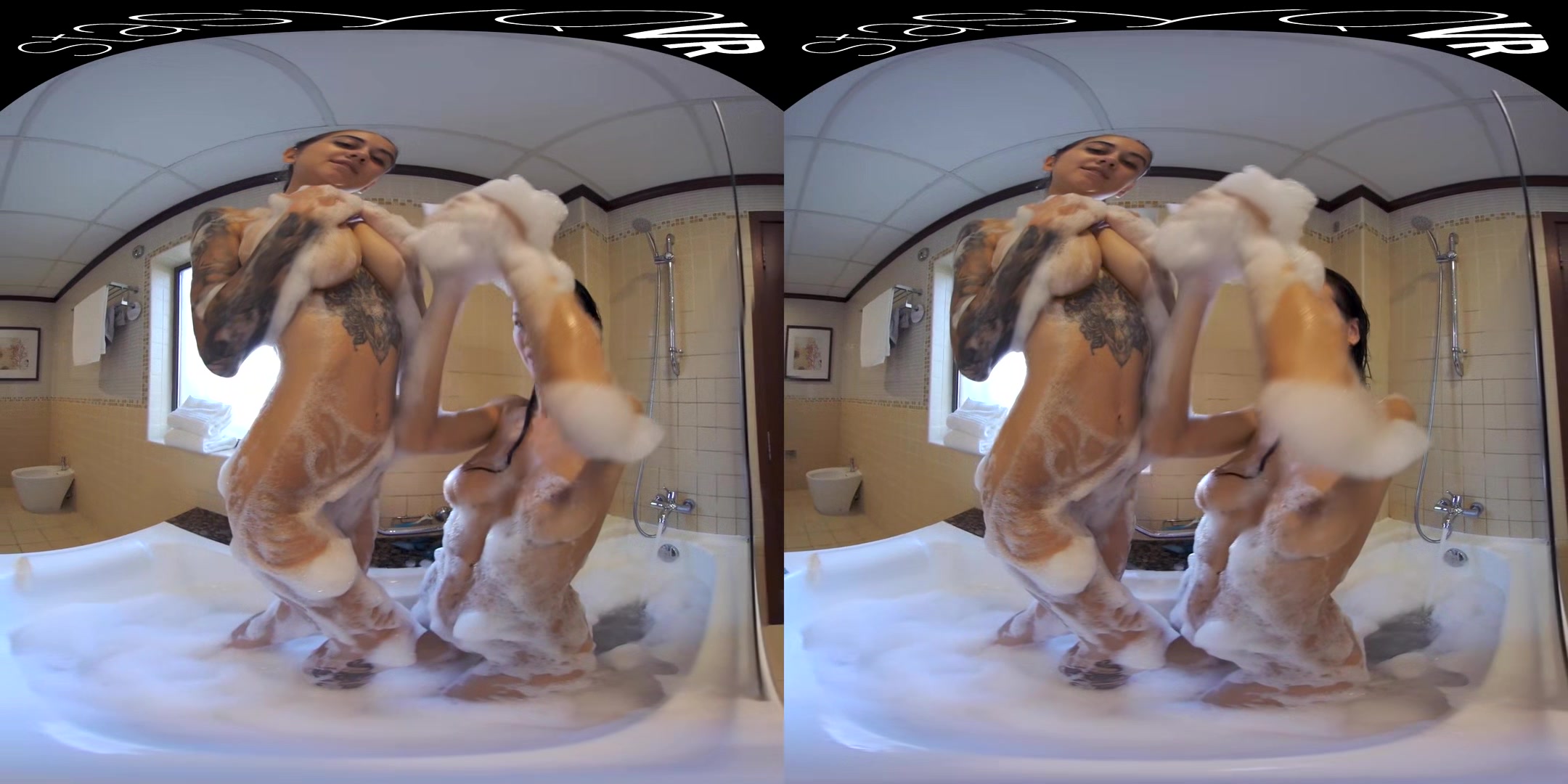 Busty amateur lesbians making out in this StasyQ original VR video