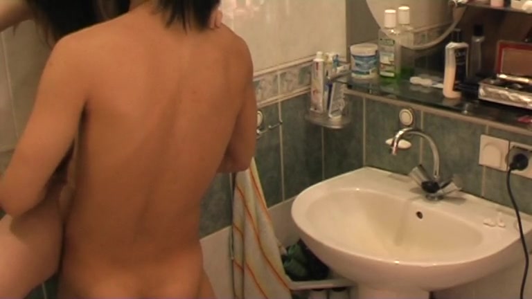 Non stop washroom fucking from stripped non-professional pair