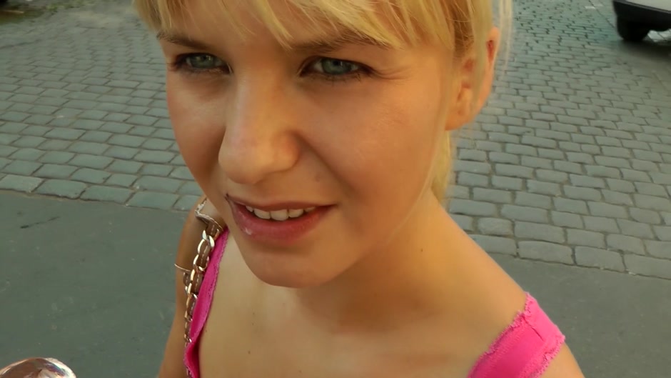 Blonde hottie rides dick in the outdoors