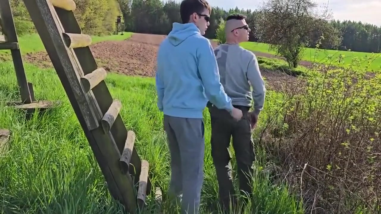 German boys cuming outdoor