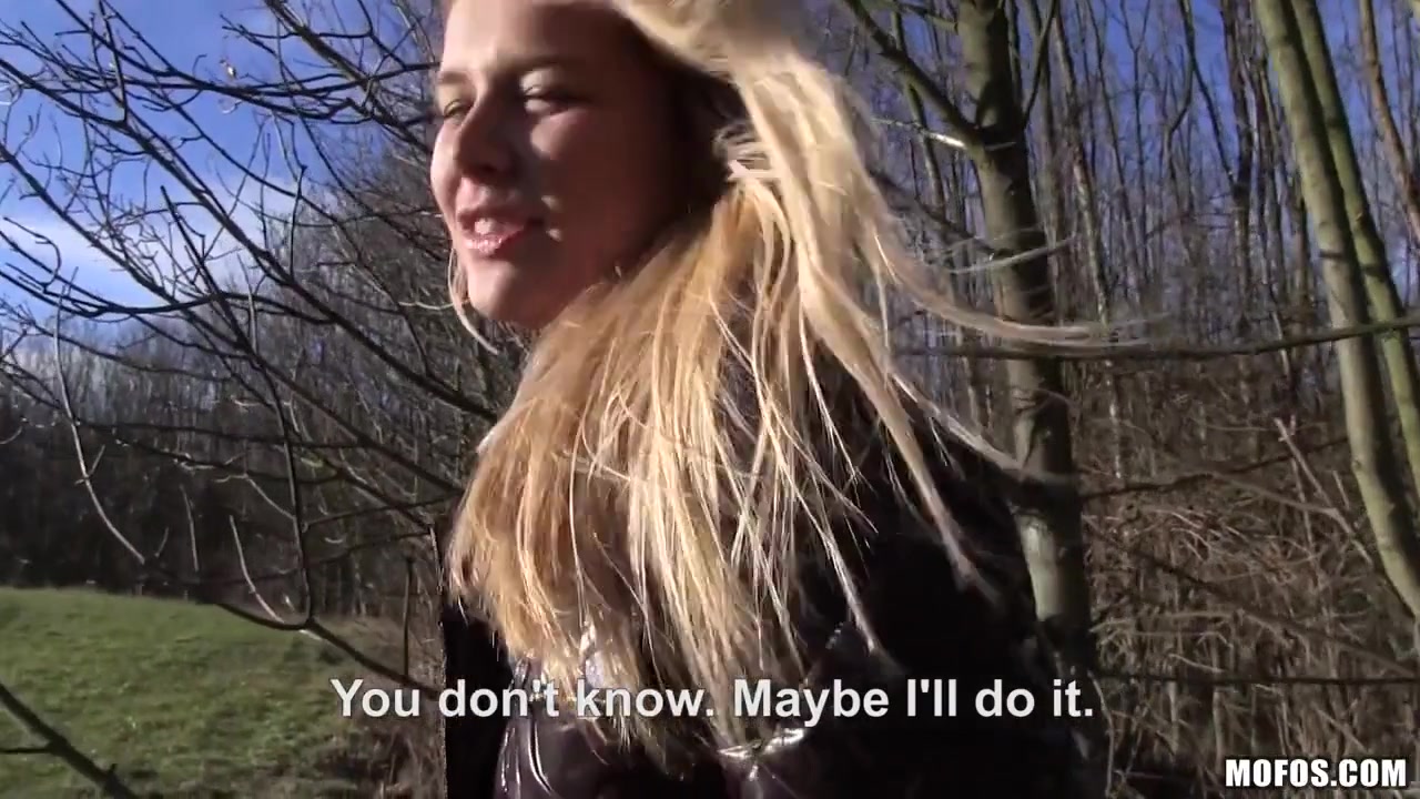 Nikky Dream in Euro Blonde Bangs Outdoors - PublicPickups