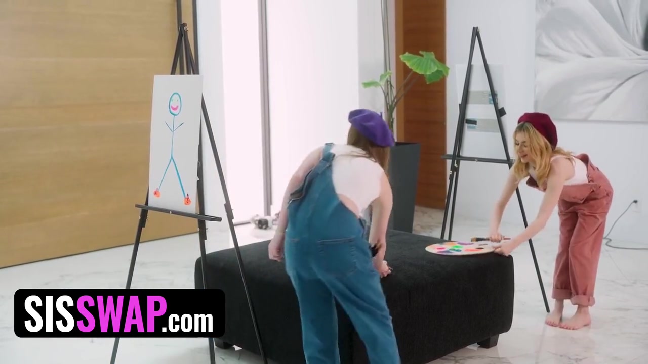 Step Sisters Ride Step Brothers Big Fat Cocks During Art Class With Adrianna Jade And Demi Hawks