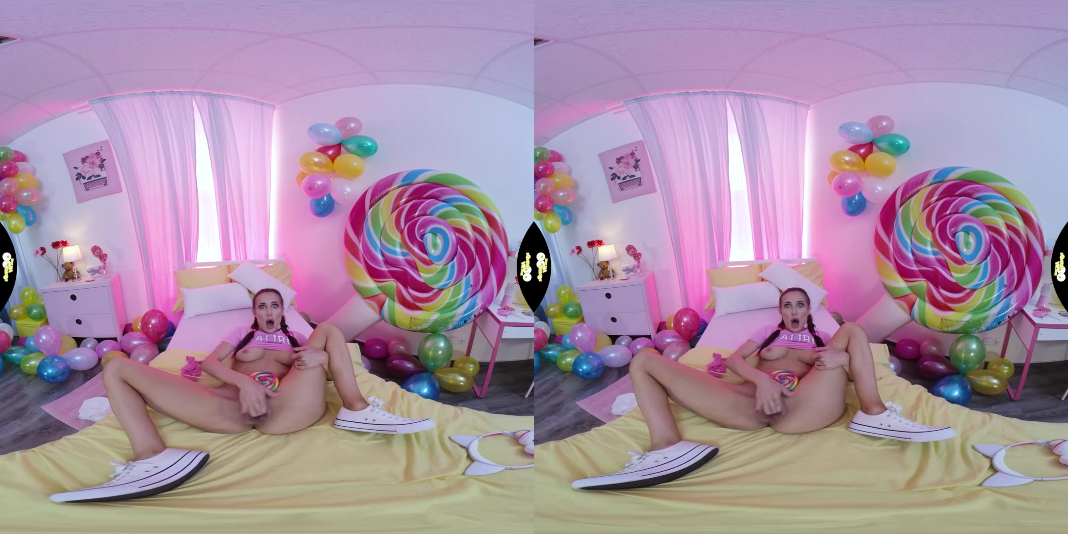 Sweet Lollipop; Busty Babe Solo Masturbation - SexLikeReal