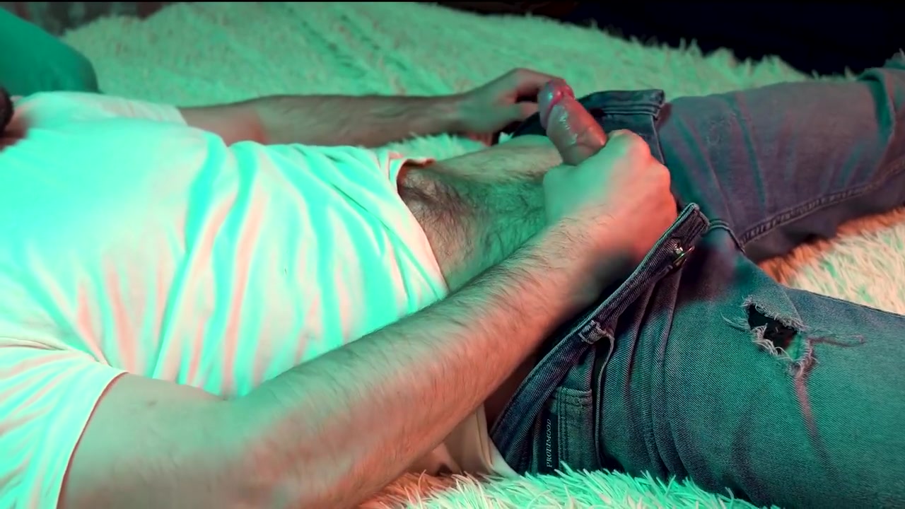 A Young Hot Guy Watches Porn On His Phone And Jerks Off His Small Cock