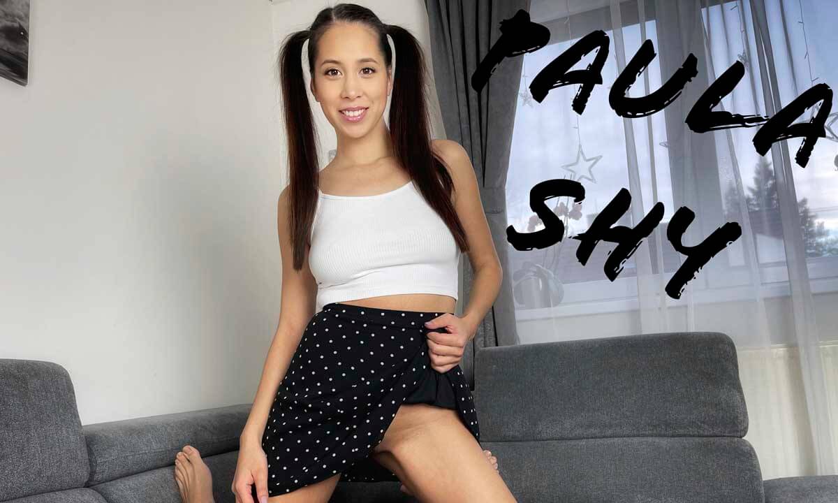 Sexy Schoolgirl Paula Shy; Pornstar in Twin Tails Sucks Cock and Rides you Cowgirl