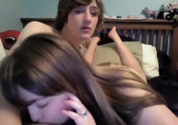 Amateur couple in front of the webcam
