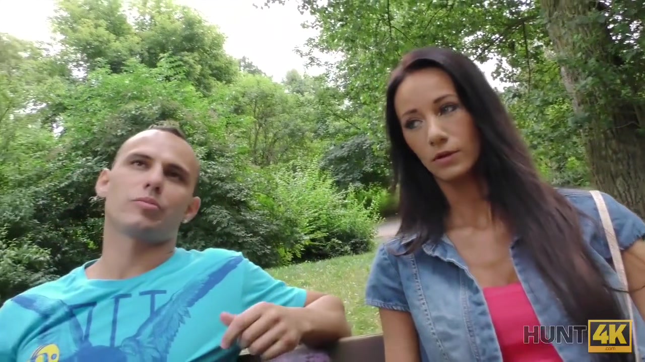 HUNT4K. Guy needs cash so why allows stranger to fuck his cute GF Liliane