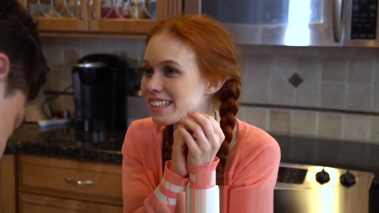 Ginger petite begs tutor to stretch out pussy