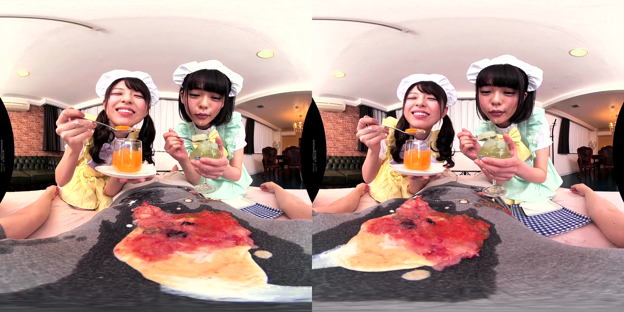 (Food Chewing Fetish) Devilish Little Maids Serve their Masochistic Master!; Messy Food Fetish Maids Get Dirty