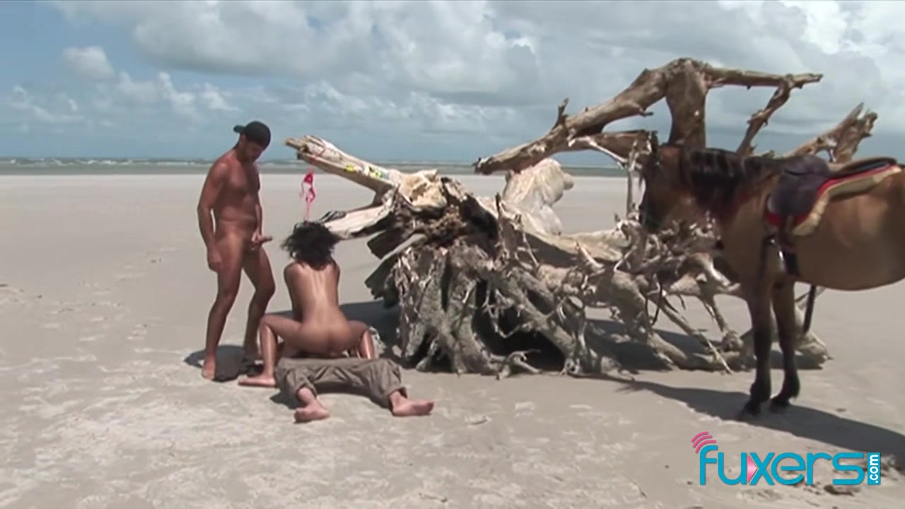 Brazilian beach threesome