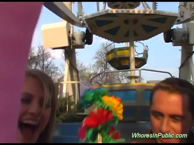 cute Chick rides tool in fun park
