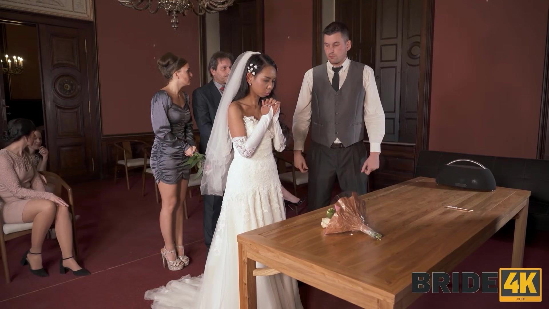 BRIDE4K. Small cheap wedding turns into public fucking action of the brides