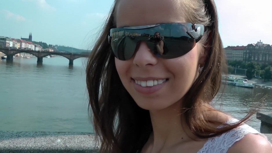 Gal stayed in stockings while riding rod in public