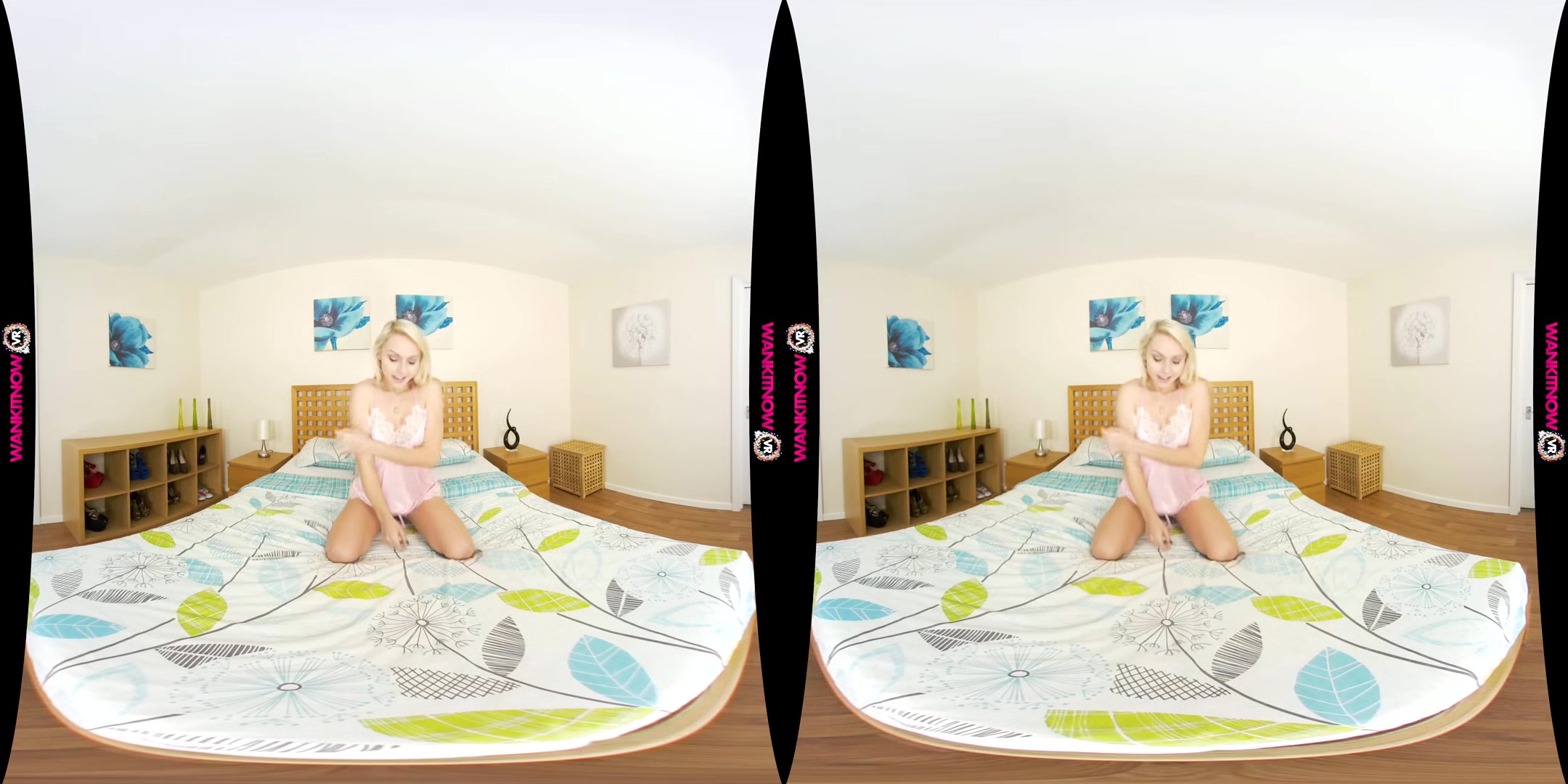 Care For A Fuck; Solo British Blonde On The Bed Striptease