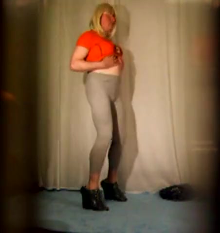 Crossdresser first strip in the living room