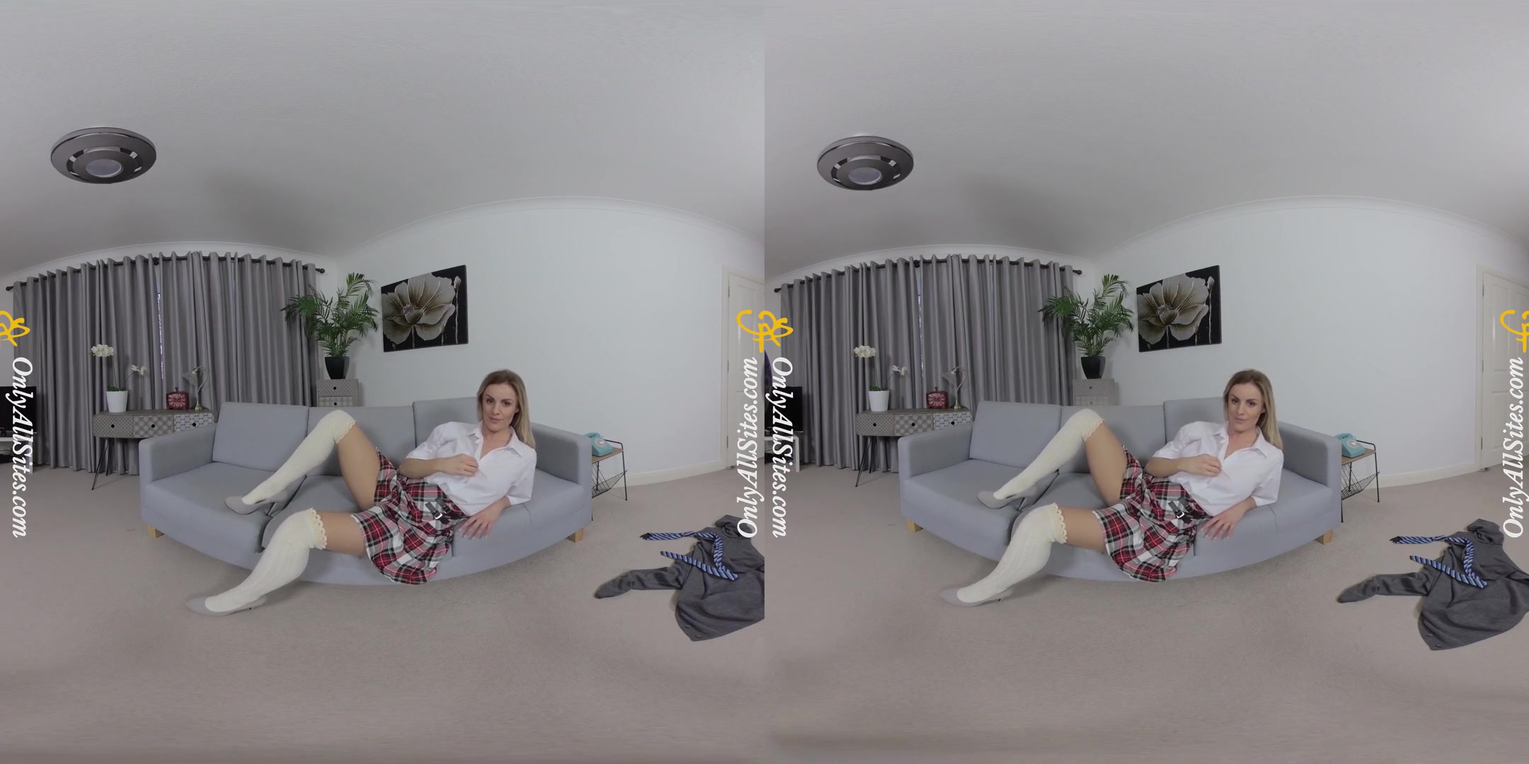 Amy Green - College; Cute Blonde Coed Striptease on the Couch