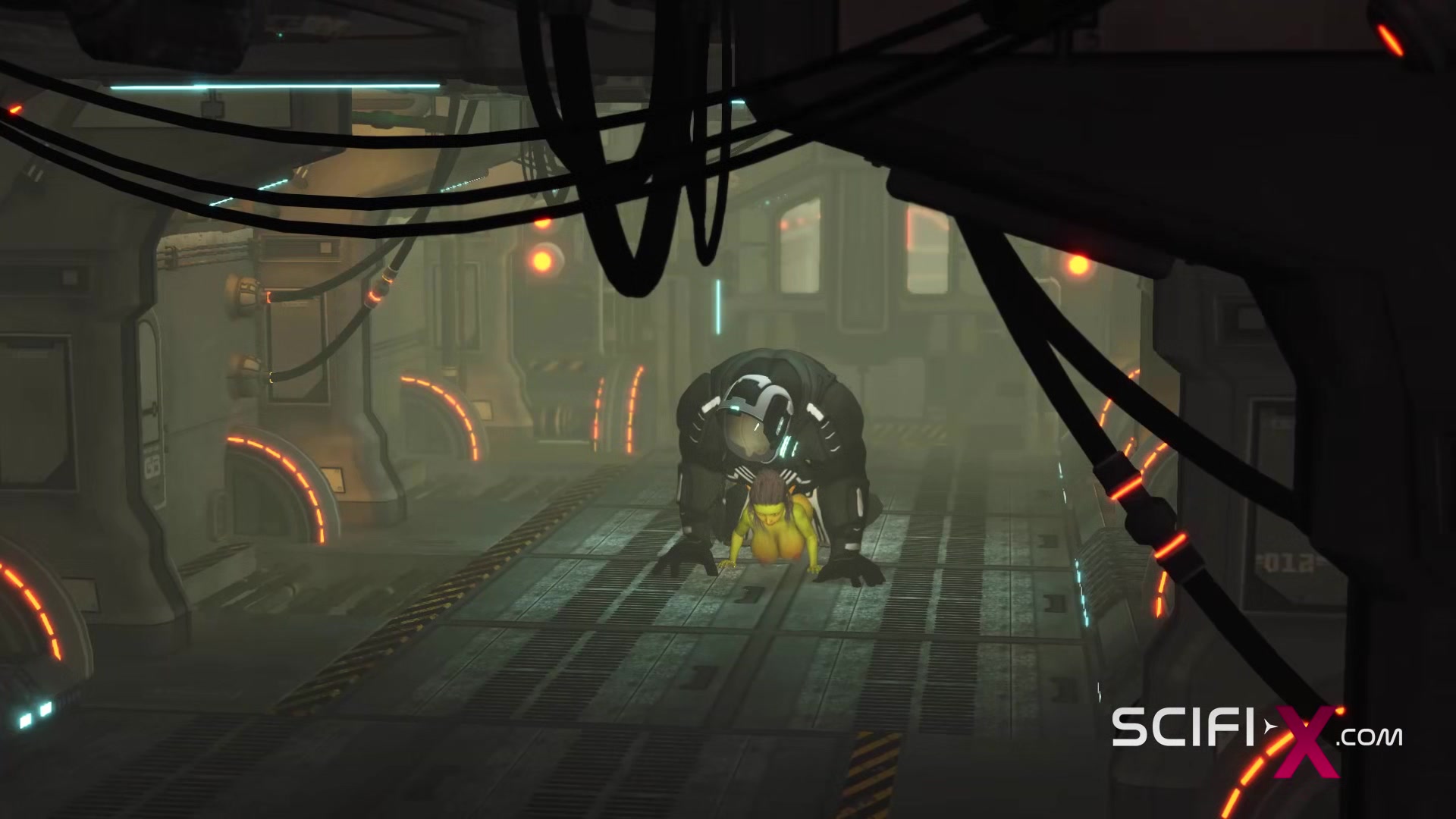 Crazy anal alien sex with a huge cock in the spacecraft
