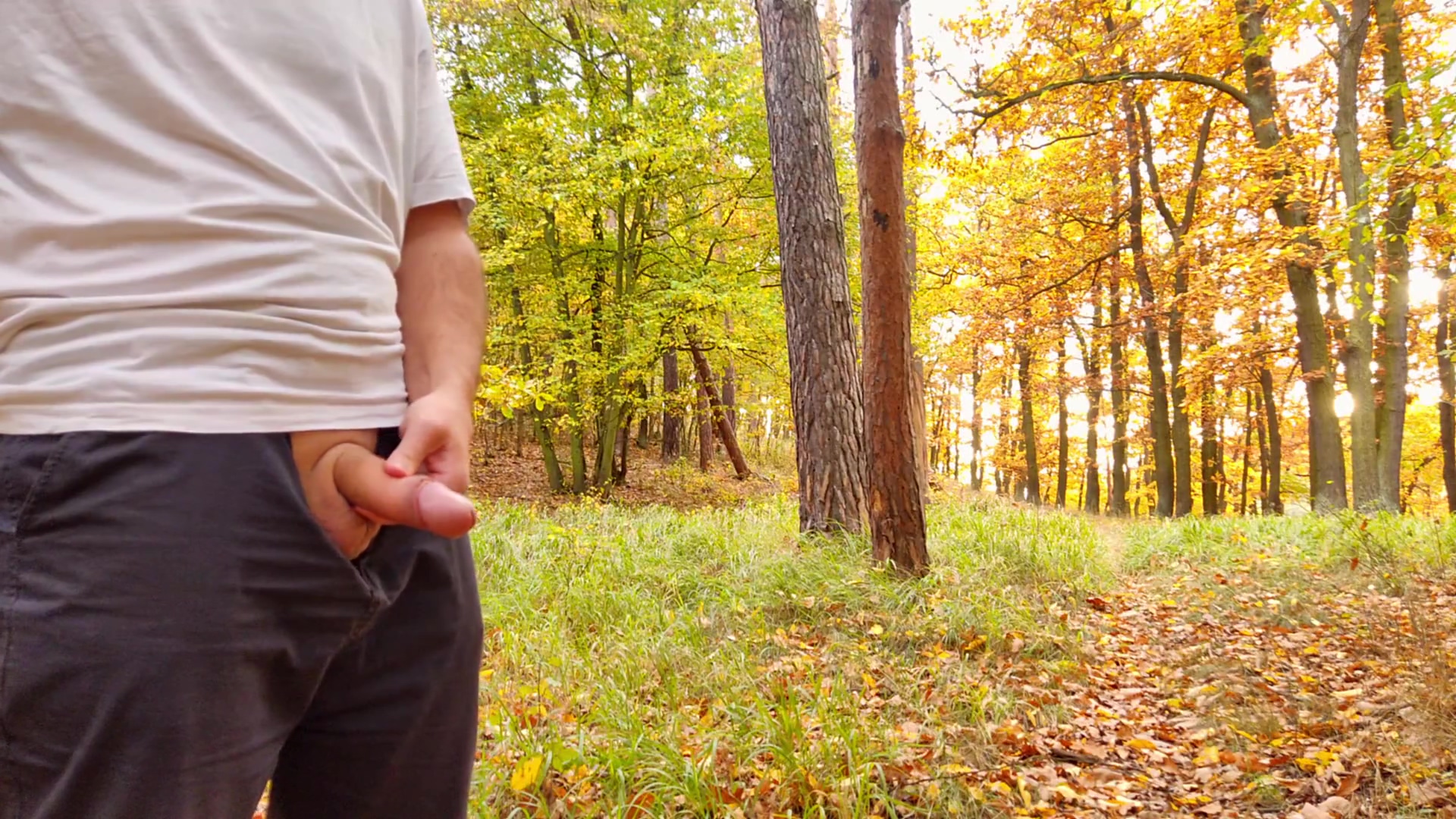 Nice Cock Cumming In Forest In Fine Rain