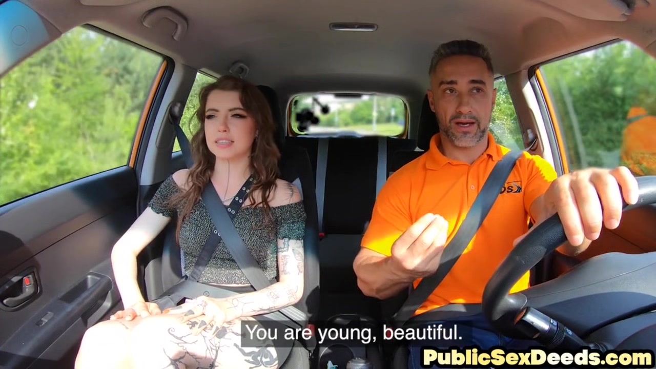 Inked driving student pussypunded by instructor in class POV