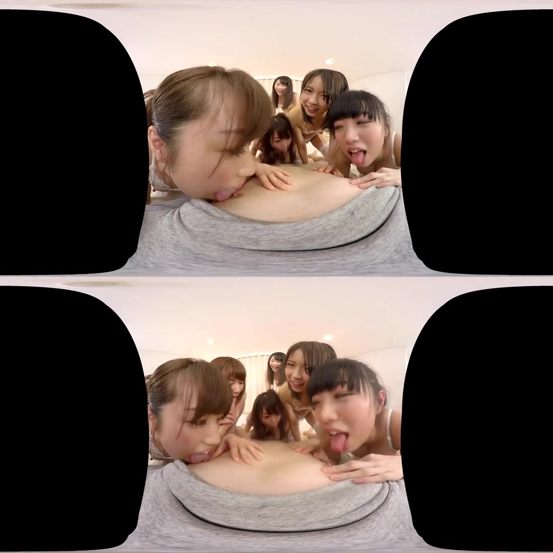 Six Women in a Fantasy Cum True - Asian Group Blowjob