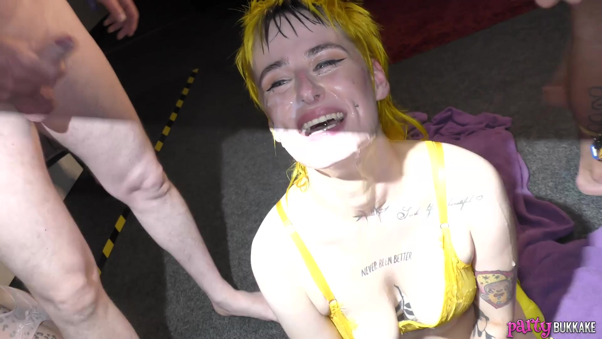 Lana Banana Takes Some Cum In Her Debut Party Bukkake - Sex Movies Featuring Partybukkake