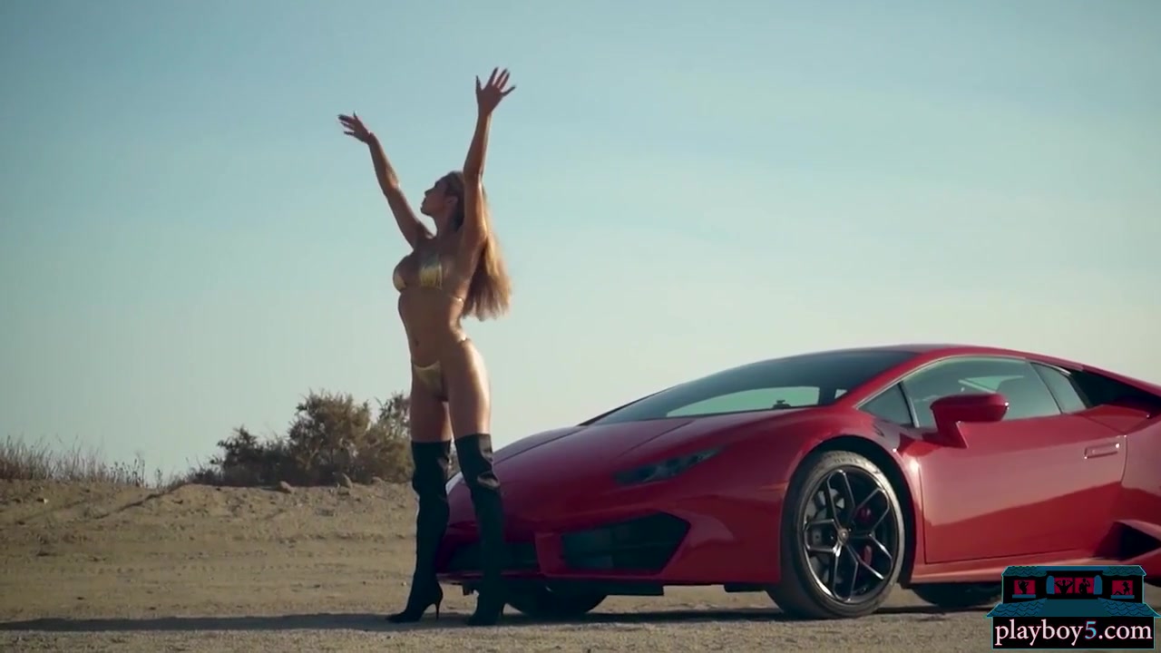 Big Boobs Milf Blonde Posing On A Lamborghini Huracan - Kenzie Anne